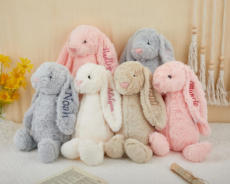 Personalized Embroidered Bunny Rabbit, Personalised Bunny Rabbit Toy,Custom Monogrammed Bunny Rabbit,Bunny Soft Plush Toy,Personalized Bunny